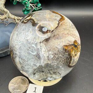 Volcano Agate Quartz Sphere 80mm Indonesia Crystal Ball Druzy Natural Geode 1